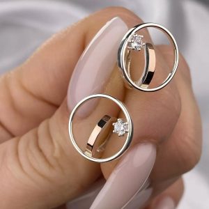 گوشواره دایره ای تک نگین