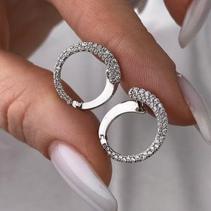 گوشواره گرد پایه جواهر